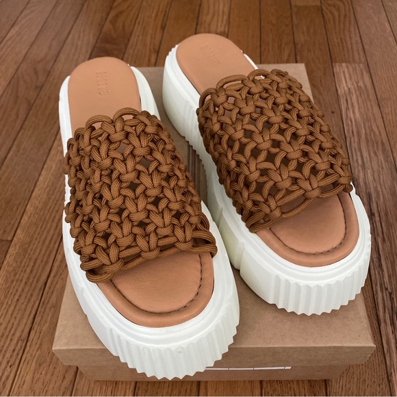 Anthropologie Maeve Crochet Platform Sandals in Brown Size 40 EU. 9-9.5 US - Picture 2 of 8